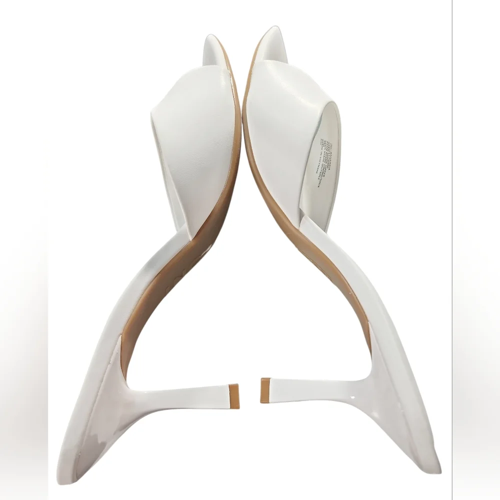 INC Basaaria White Leather Heeled Mules Pointed Toe Sandals Size 7 - Picture 6 of 11